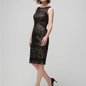 White House Black Market Black Lace Midi Dress